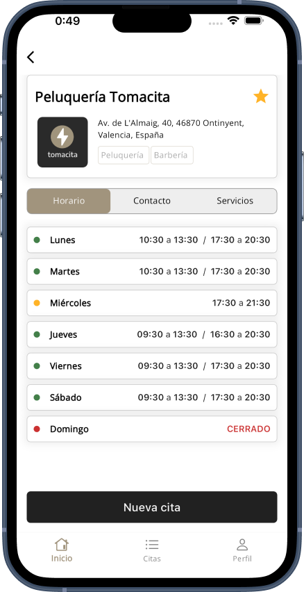 Pantalla principal de Tomacita